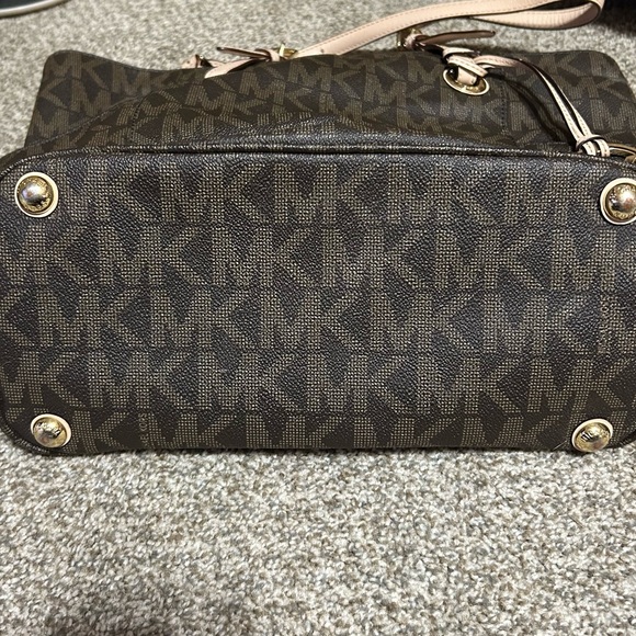 Michael Kors Brown Tote with Monogram Pattern and Gold Accents - Picture 8 of 14